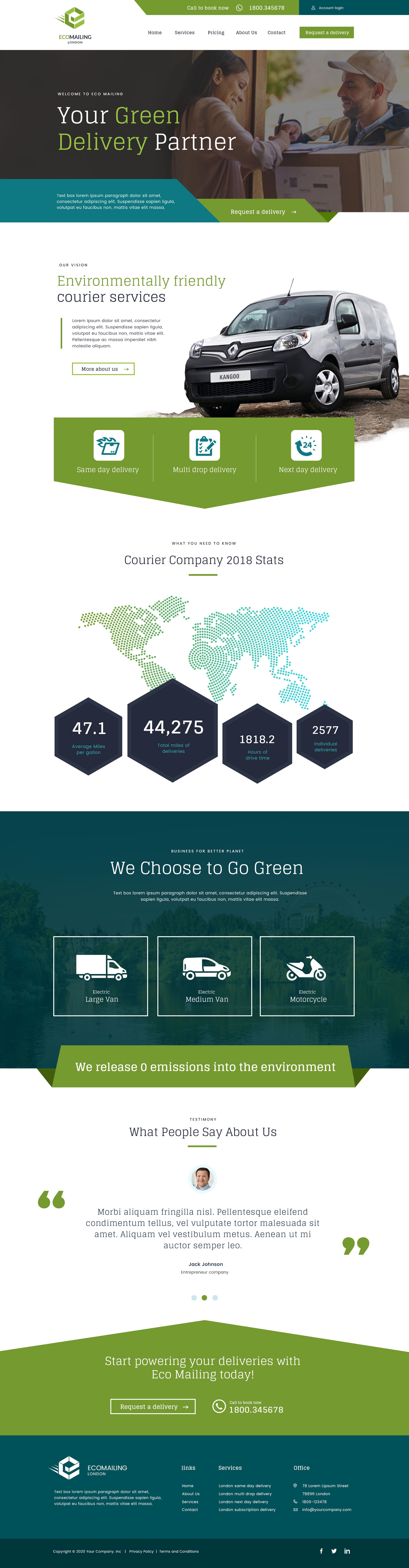 Seeking website designer for London eco mailing courier service