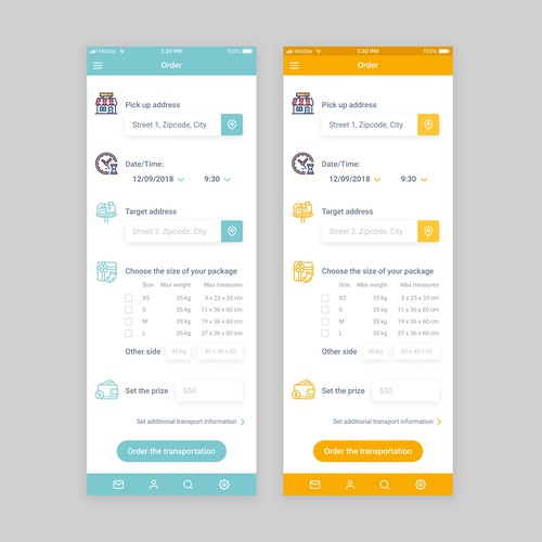 App design for delivery service