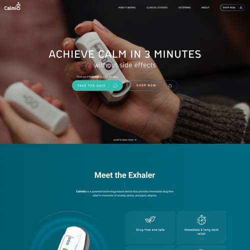 High end page design for a technological anti anxiety device