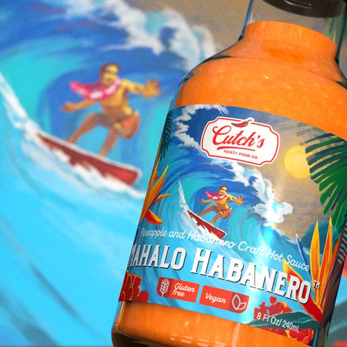 Design and illustration for a сraft hot sauce label 