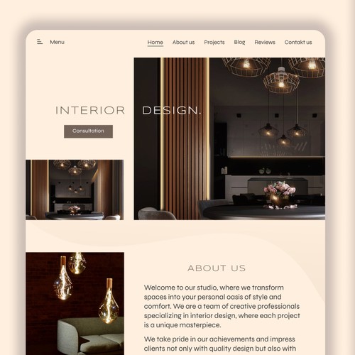Website design for an interior design studio