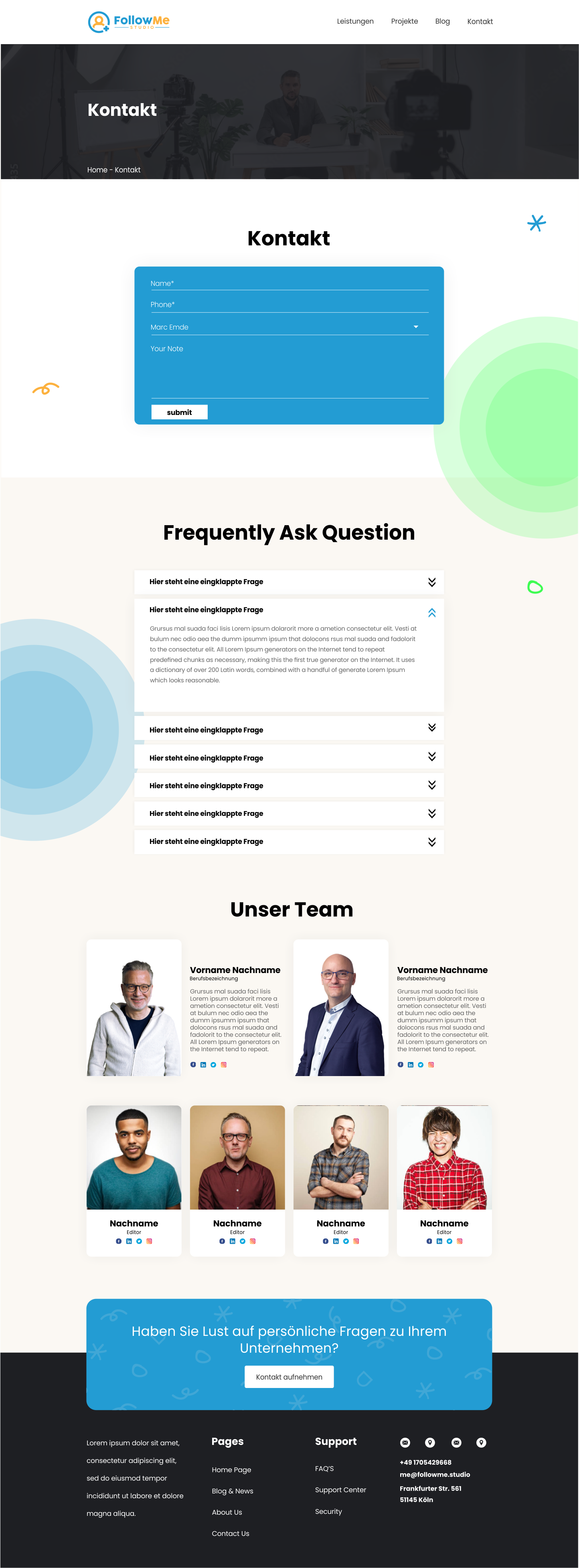 Two subpages for our website Follow Me Studios