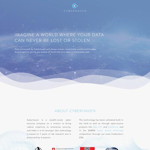 Clean, crisp homepage design for cybersecurity firm