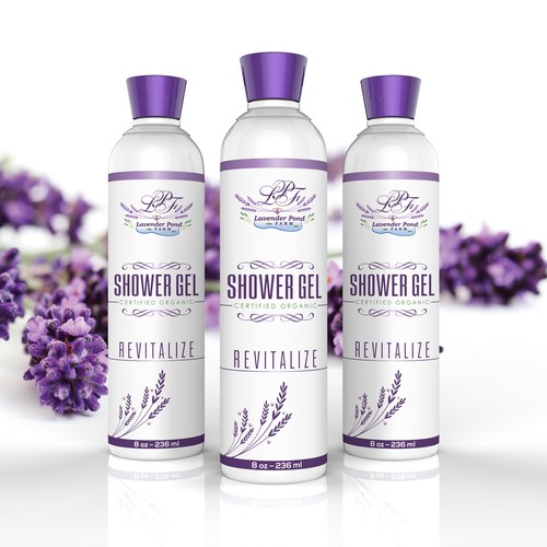 Shower Gel product label for organic lavender farm
