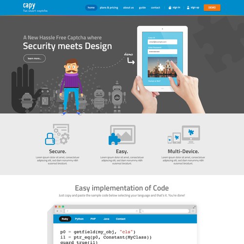Creative website design for a online security