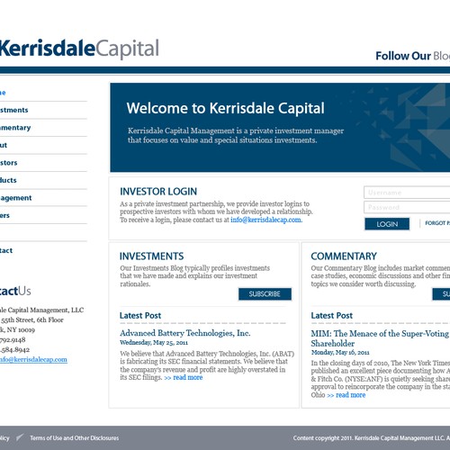 Website design for Kerrisdale Capital