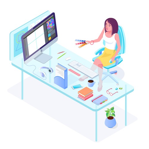 Geek isometric characters