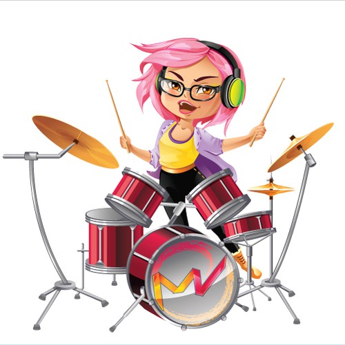 Vibrant Logo for a Beautiful Female Drummer