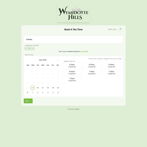 Wyandotte Hills Golf Club Scheduling