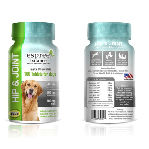Natural Pet Supplements label