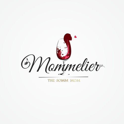 Buy a Mom a drink! Create a feminine wine blog logo.
