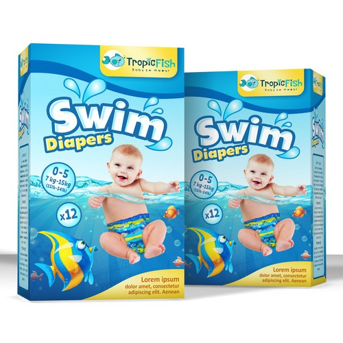 Fun package design concept for swim diapers