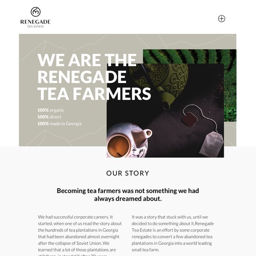 Home page design for tea company