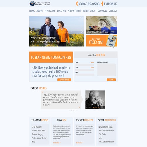 Create a beautiful landing page for cancer treatment center