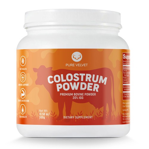  Pure Velvet, Re-design Supplement Label to capture Amazon shopper attention & boost CTR - Colostrum Powder