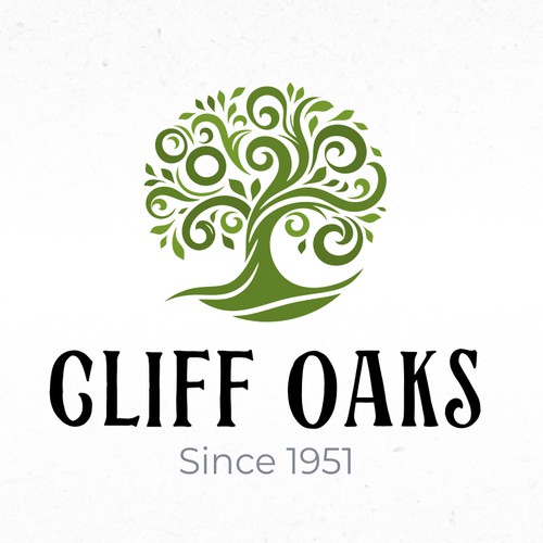 Stylized Oak Logo Design for Cliff Oaks