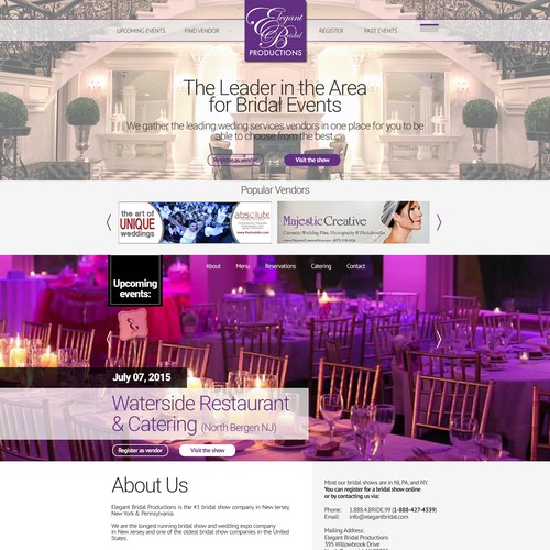 Webpage design for bridal shows organizer