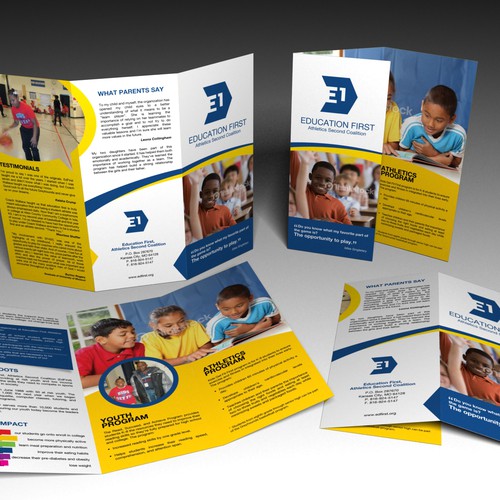 brochure design for Education First Athletics Second Coalition