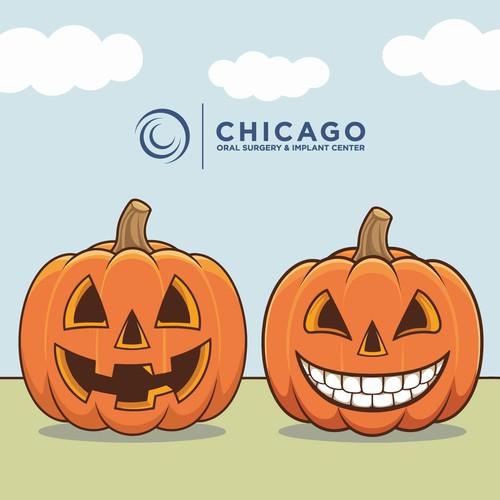 customized pumpkins illustration with teeth and without teeth.