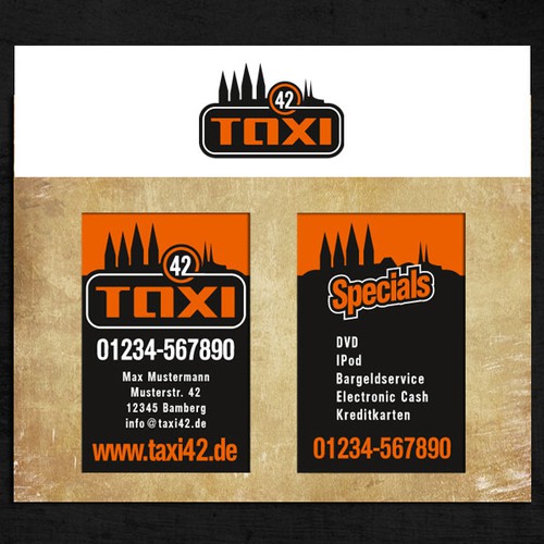 Taxi Logo und Visitenkarten - Werbepartner Harley Davidson