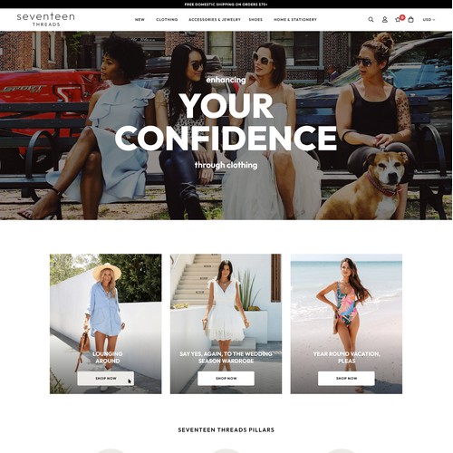 Shopify store development of Seventeen Threads 