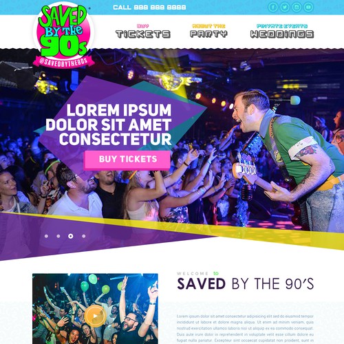 Website design for a retro 90's band