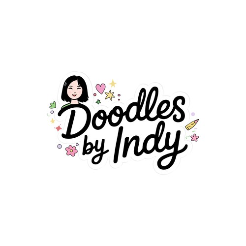 Cute Doodle Artist Logo with Hand Lettering