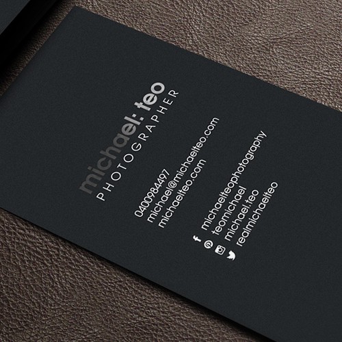 Create a business card for a high end fashion photographer