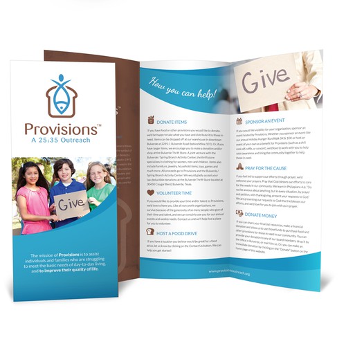 Create a brochure for non-profit Provisions