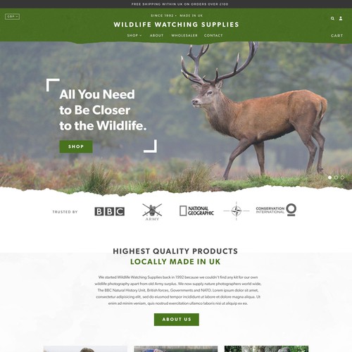 Wildlife Photographer Ecommerce Site