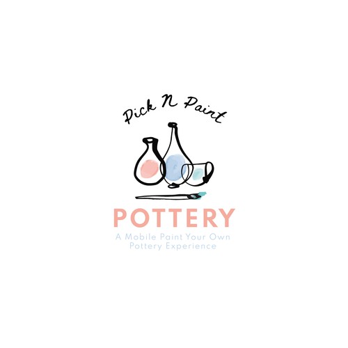 Hand-drawn logo concept for "Pick N Paint Pottery"