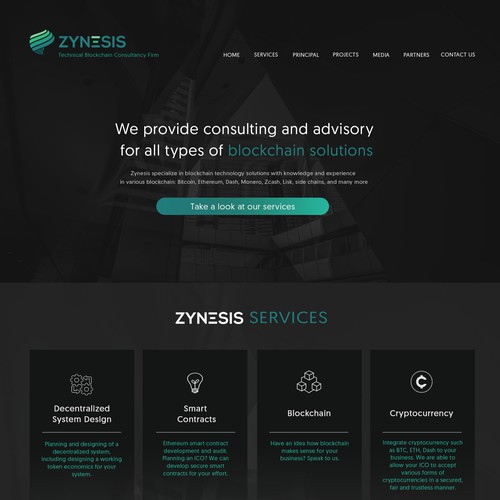 Zynesis website design entry