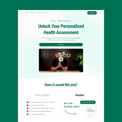 Health Quiz Landing Page