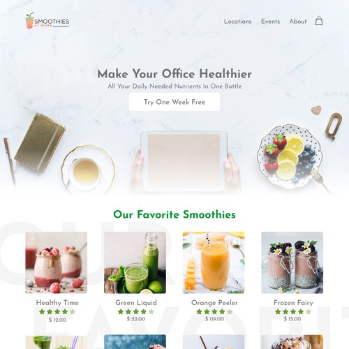 Landing Page For Smoothies At Work