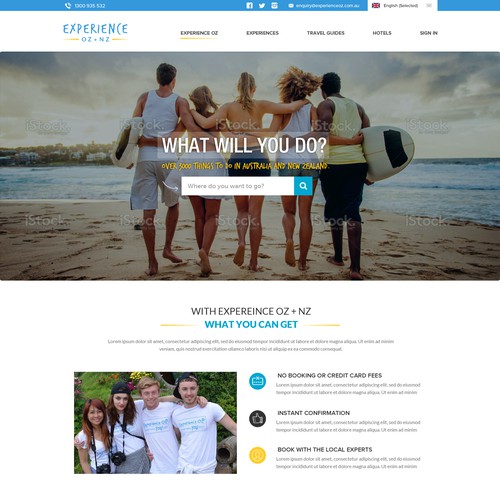 Webdesign Concept for Experience OZ/NZ
