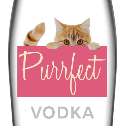 Kitten Themed Vodka Label