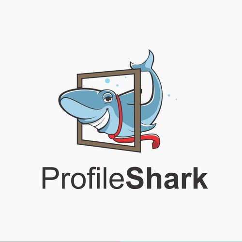Playful logo of Shark in a Frame