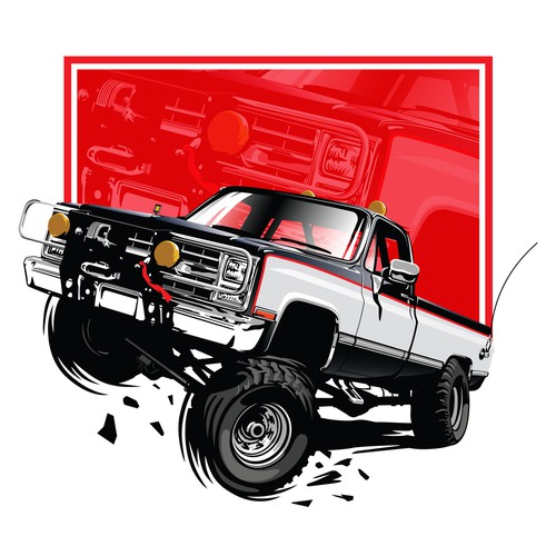 1985 Chevy K10 Faux Guy T-Shirt Illustration