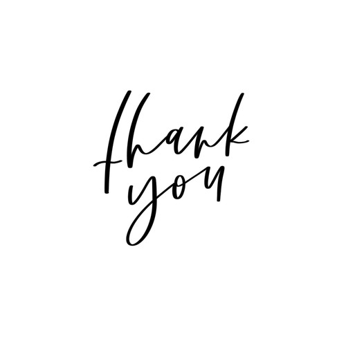 Simple, hand lettered thank you card