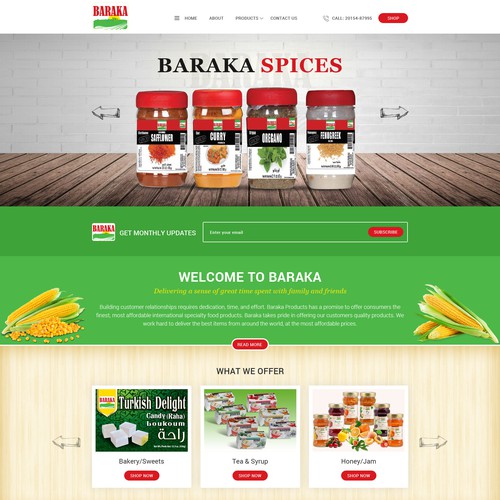 Home Page Design For Baraka Products