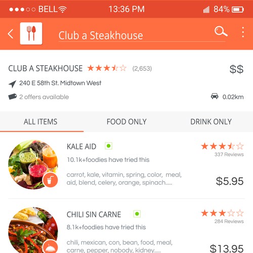 Restaurant Menu Review App design
