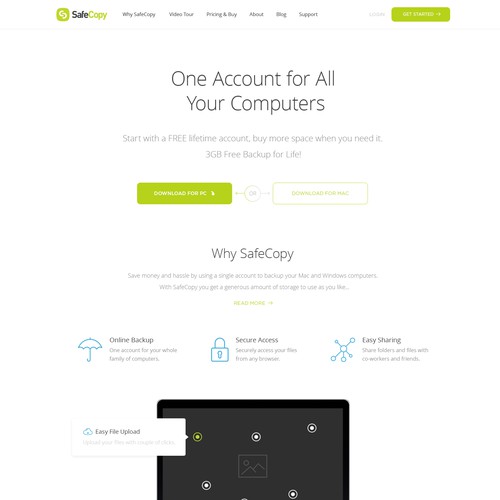 Website Concept for SafeCopy Backup