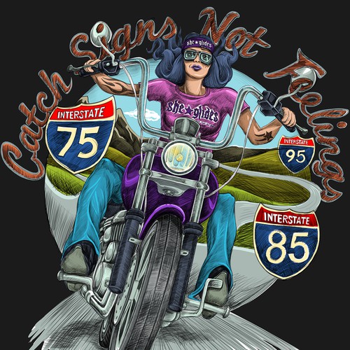 T-shirt illustration to appeal to women bikers!
