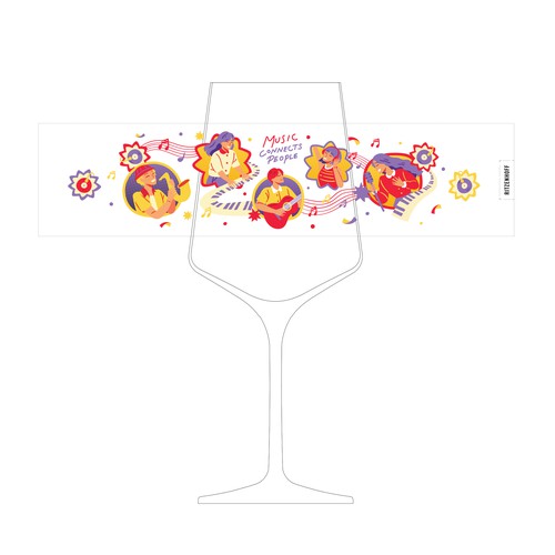 Music concept illustration for glass