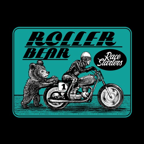 Vintage Motorcycle Ad. design for Roller Bear Race Starters
