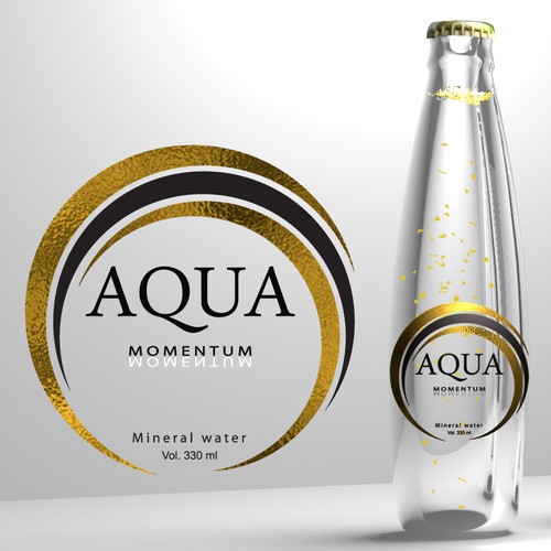 Product label for water with gold flakes