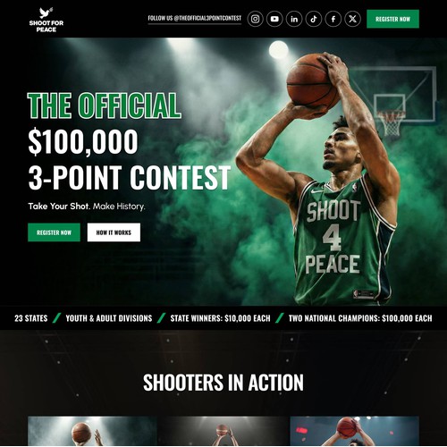 Shoot For Peace Sports Event Website