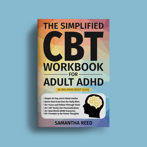 The Simplified CBT Workbook for Adult ADHD | Self-Help Book Cover Design