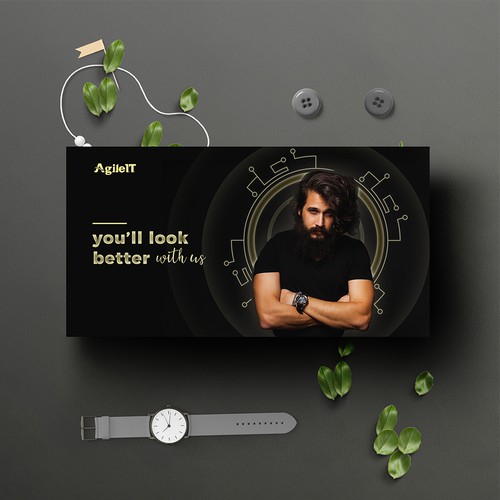 You'll Look Better With Us- Edgy, sophisticated hero image for IT firm