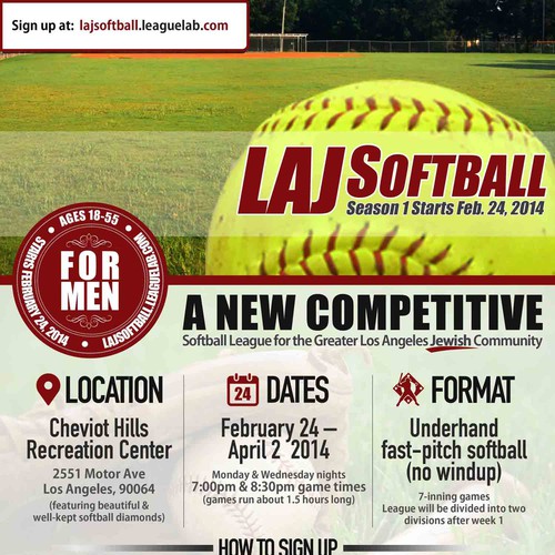 Create a simple, yet appealing flyer for a new private softball league